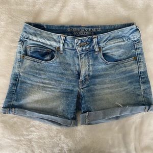 American Eagle High-Waisted Acid Wash Denim Shorts
